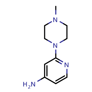 Chemical structure of 2-(4-Methyl-piperazin-1-yl)-pyridin-4-ylamine , CAS 876343-33-8, AChemBlock X187034