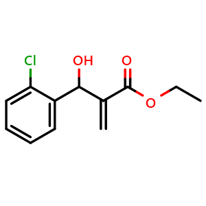 Chemical structure of ethyl 2-((2-chlorophenyl)(hydroxy)methyl)acrylate , CAS 88039-46-7, AChemBlock X187041