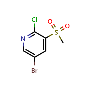 Chemical structure of 5-bromo-2-chloro-3-methanesulfonylpyridine , CAS 887308-14-7, AChemBlock X187052