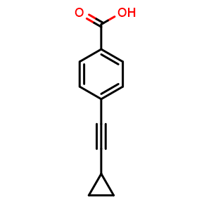 Chemical structure of 4-(Cyclopropylethynyl)benzoic acid , CAS 908247-29-0, AChemBlock X187078
