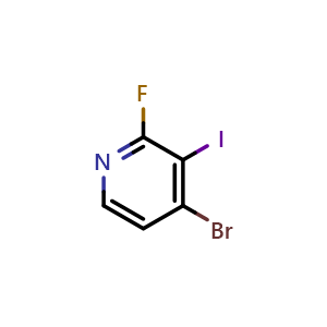 Chemical structure of 4-Bromo-2-fluoro-3-iodo-pyridine , CAS 917969-51-8, AChemBlock X187102