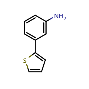 Chemical structure of 2-(3-aminophenyl) thiophene , CAS 92057-12-0, AChemBlock X187110