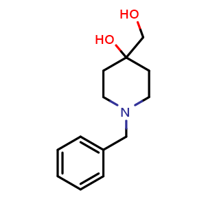 Chemical structure of 4-hydroxy-4-(hydroxymethyl)-1-(phenylmethyl)piperidine , CAS 92197-36-9, AChemBlock X187111