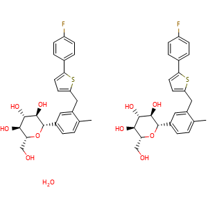 Chemical structure of Canagliflozin hemihydrate , CAS 928672-86-0, AChemBlock X187121