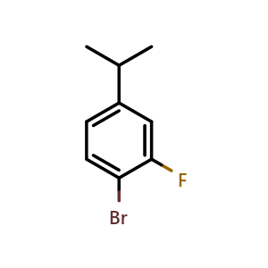 Chemical structure of 1-Bromo-2-fluoro-4-(1-methylethyl)benzene , CAS 930599-54-5, AChemBlock X187122