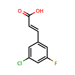 Chemical structure of 3-Chloro-5-fluoroCinnamic acid , CAS 936366-61-9, AChemBlock X187131