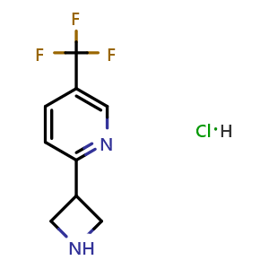 Chemical structure of 2-(azetidin-3-yl)-5-(trifluoromethyl)pyridine hydrochloride , CAS 2742232-84-2, AChemBlock X187175