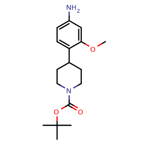 Chemical structure of tert-butyl 4-(4-amino-2-methoxyphenyl)piperidine-1-carboxylate , CAS 1232784-33-6, AChemBlock X187176