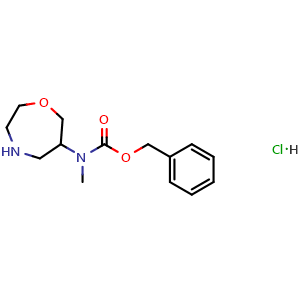Chemical structure of benzyl methyl(1,4-oxazepan-6-yl)carbamate hydrochloride , CAS 2761039-04-5, AChemBlock X187188