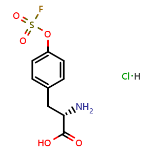 Chemical structure of (S)-2-amino-3-(4-((fluorosulfonyl)oxy)phenyl)propanoic acid hydrochloride , CAS 2227199-79-1, AChemBlock X187190
