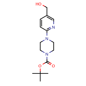 Chemical structure of tert-Butyl 4-(5-(hydroxymethyl)pyridin-2-yl)piperazine-1-carboxylate , CAS 857284-20-9, AChemBlock X187199