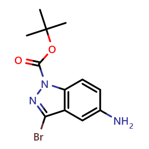 Chemical structure of 5-Amino-3-bromo-indazole-1-carboxylic acid tert-butyl ester , CAS 1509924-32-6, AChemBlock X187212