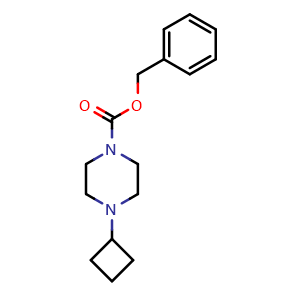 Chemical structure of Benzyl 4-cyclobutylpiperazine-1-carboxylate , CAS 1854663-09-4, AChemBlock X187224