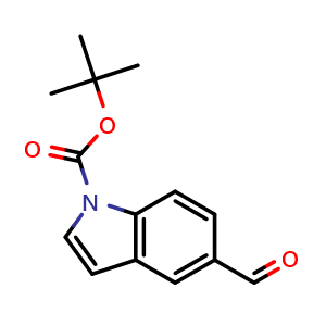 Chemical structure of N-Boc-1H-indole-5-carbaldehyde , CAS 279256-09-6, AChemBlock X187232