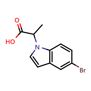 Chemical structure of 2-(5-Bromo-1H-indol-1-yl)propanoic acid , CAS 1486920-81-3, AChemBlock X187239