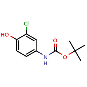 Chemical structure of tert-Butyl (3-chloro-4-hydroxyphenyl)carbamate , CAS 911297-03-5, AChemBlock X187252