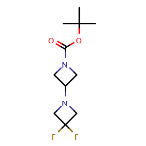 Chemical structure of tert-Butyl 3,3-difluoro-[1,3'-biazetidine]-1'-carboxylate , CAS 1257294-11-3, AChemBlock X187256