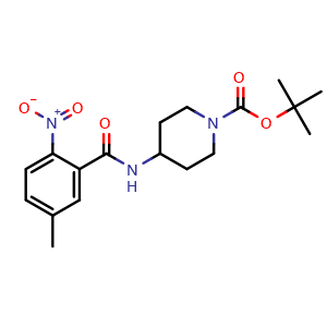 Chemical structure of tert-Butyl 4-(5-methyl-2-nitrobenzamido)piperidine-1-carboxylate , CAS 2242527-26-8, AChemBlock X187269