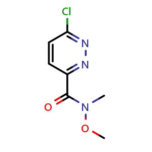 Chemical structure of 6-Chloro-N-methoxy-N-methyl-3-pyridazinecarboxamide , CAS 1178359-76-6, AChemBlock X187283