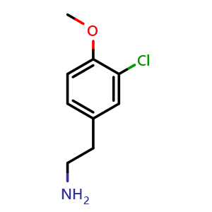 Chemical structure of 2-(3-Chloro-4-methoxy-phenyl)-ethylamine , CAS 7569-87-1, AChemBlock X187284