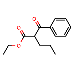 Chemical structure of Ethyl 2-benzoylpentanoate , CAS 24317-96-2, AChemBlock X187310