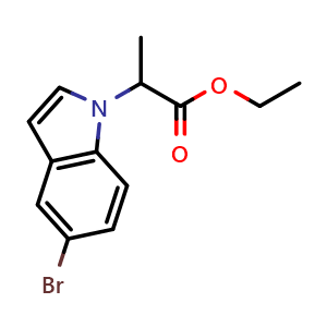 Chemical structure of Ethyl 2-(5-bromo-1H-indol-1-yl)propionate , CAS 1951438-87-1, AChemBlock X187311