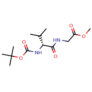 Chemical structure of (R)-Methyl 2-(2-((tert-butoxycarbonyl)amino)-3-methylbutanamido)acetate , CAS 850312-86-6, AChemBlock X187333