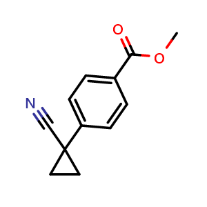 Chemical structure of Methyl 4-(1-cyanocyclopropyl)benzoate , CAS 1206611-69-9, AChemBlock X187337