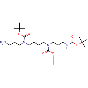 Chemical structure of N,N',N''-Tri(tert-butoxycarbonyl)spermine , CAS 114459-62-0, AChemBlock X187358
