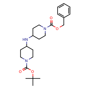 Chemical structure of Benzyl 4-((1-(tert-butoxycarbonyl)piperidin-4-yl)amino)piperidine-1-carboxylate , CAS 1855317-01-9, AChemBlock X187365