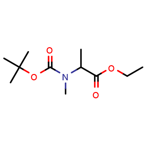 Chemical structure of Ethyl 2-((tert-butoxycarbonyl)(methyl)amino) propanoate , AChemBlock X187394