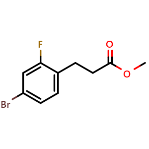 Chemical structure of Methyl 3-(4-bromo-2-fluorophenyl)propanoate , CAS 1257107-61-1, AChemBlock X187403