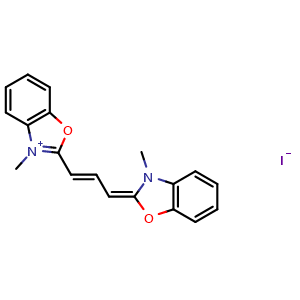 Chemical structure of 3,3'-Dimethyloxacarbocyanine iodide , CAS 14134-79-3, AChemBlock X187494