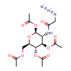 Chemical structure of 2-[(Azidoacetyl)amino]-2-deoxy-beta-D-glucopyranose 1,3,4,6-tetraacetate , CAS 857677-98-6, AChemBlock X187527