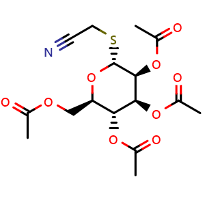 Chemical structure of Cyanomethyl-2,3,4,6-tetra-O-acetyl-a-D-thiomannopyranoside , CAS 61145-39-9, AChemBlock X187530