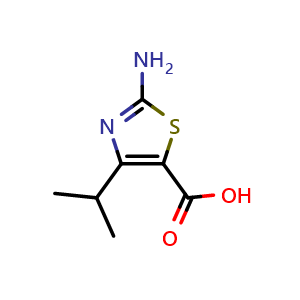 Chemical structure of 2-amino-4-isopropylthiazole-5-carboxylic acid , CAS 1267628-47-6, AChemBlock X187542