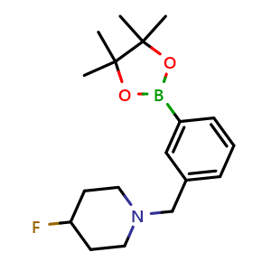 Chemical structure of 4-fluoro-1-(3-(4,4,5,5-tetramethyl-1,3,2-dioxaborolan-2-yl)benzyl)piperidine , CAS 2246800-10-0, AChemBlock X187558