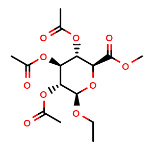 Chemical structure of methyl (ethyl 2,3,4-tri-O-acetyl-beta-D-glucopyranosid)uronate , CAS 77392-66-6, AChemBlock X187576