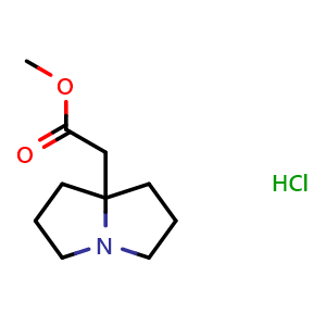 Chemical structure of methyl 2-(tetrahydro-1H-pyrrolizin-7a(5H)-yl)acetate hydrochloride , AChemBlock X187581