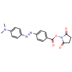 Chemical structure of 4-[4-(Dimethylamino)phenylazo]benzoic acid N-succinimidyl ester , CAS 146998-31-4, AChemBlock X187600