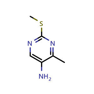 Chemical structure of 4-methyl-2-(methylthio)pyrimidin-5-amine , CAS 847139-63-3, AChemBlock X187625