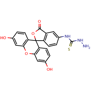 Chemical structure of N-(3',6'-Dihydroxy-3-oxospiro[isobenzofuran-1(3H),9'-[9H]xanthen]-5-yl)hydrazinecarbothioamide , CAS 76863-28-0, AChemBlock X187642