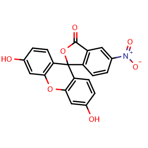 Chemical structure of 3',6'-dihydroxy-5-nitro-3H-spiro[isobenzofuran-1,9'-xanthen]-3-one , CAS 78512-32-0, AChemBlock X187665