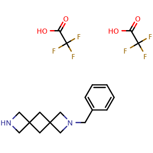 Chemical structure of 2-benzyl-2,8-diazadispiro[3.1.36.14]decane bis(2,2,2-trifluoroacetate) , AChemBlock X187670