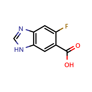 Chemical structure of 5-fluoro-1H-benzo[d]imidazole-6-carboxylic acid , CAS 1360948-07-7, AChemBlock X187679