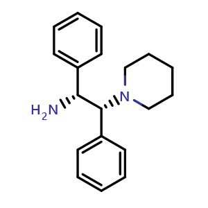 Chemical structure of (1R,2R)-1,2-Diphenyl-2-(piperidin-1-yl)ethan-1-amine , CAS 1262516-53-9, AChemBlock X187758