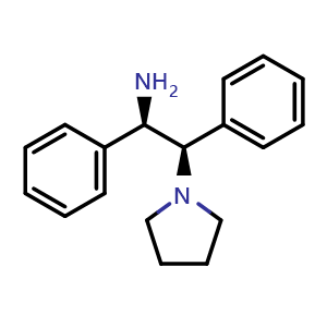 Chemical structure of (1R,2R)-1,2-Diphenyl-2-(pyrrolidin-1-yl)ethan-1-amine , CAS 865981-02-8, AChemBlock X187761