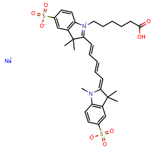 sodium 1-(5-carboxypentyl)-3,3-dimethyl-2-((1E,3E)-5-((Z)-1,3,3-trimethyl-5-sulfonatoindolin-2-ylidene)penta-1,3-dien-1-yl)-3H-indol-1-ium-5-sulfonate