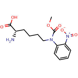 Chemical structure of (2S)-2-amino-6-[(2-nitrophenyl)methoxycarbonylamino]hexanoic acid , CAS 750556-72-0, AChemBlock X187814