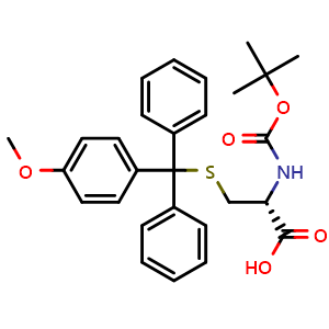 Chemical structure of Boc-Cys(Mmt)-OH , CAS 1058177-51-7, AChemBlock X187815